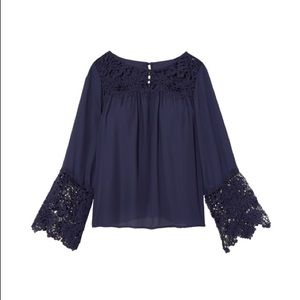 Eberly Crochet Bell Sleeve Blouse